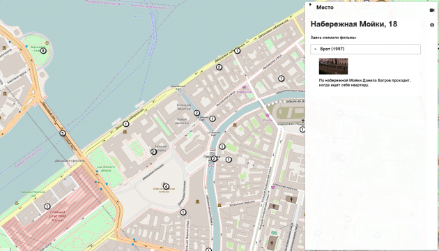 Создана онлайн-карта экранного Петербурга