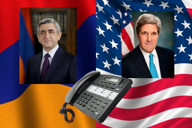 Ситуацию в Карабахе Серж Саргсян обсудил по телефону с Джоном Керри