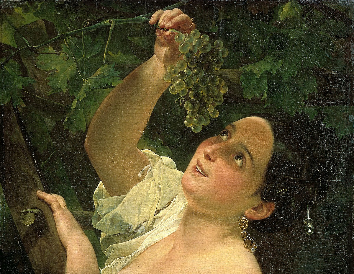 Голая Ева с виноградом