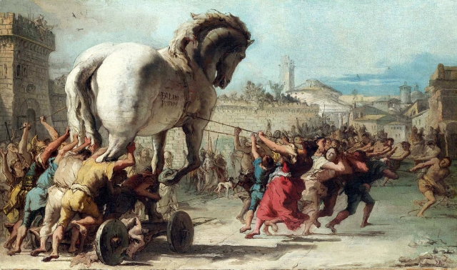 Джованни Доменико Тьеполо. Шествие Троянского коня в Трою. Около 1760 года