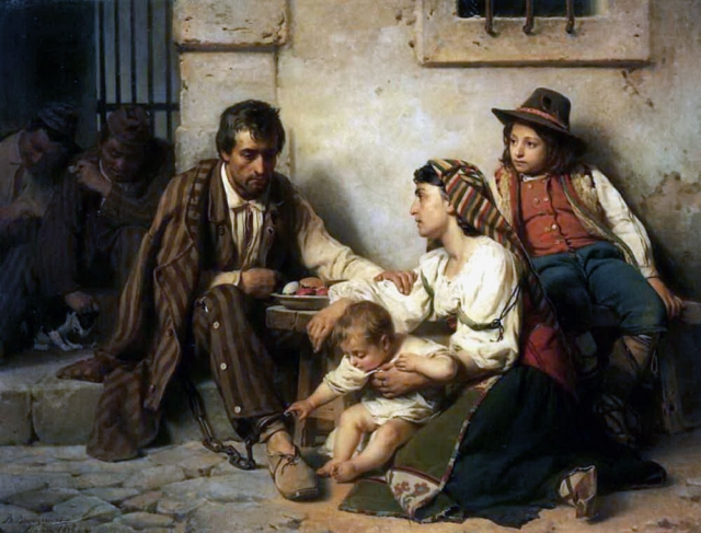 Василий Верещагин. Свидание заключенного со своим семейством. 1868