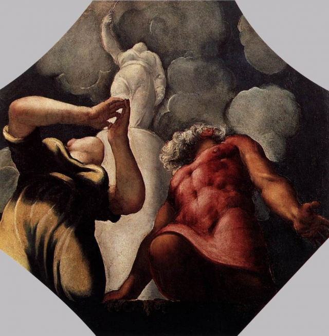 Якопо (Робусти) Тинторетто. Девкалион и Пирра молятся перед статуей богини Фемиды. 1542
