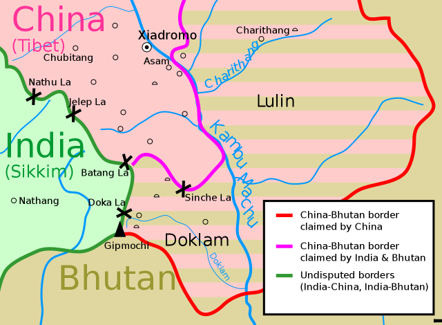 Карта Доклама и окрестностей 