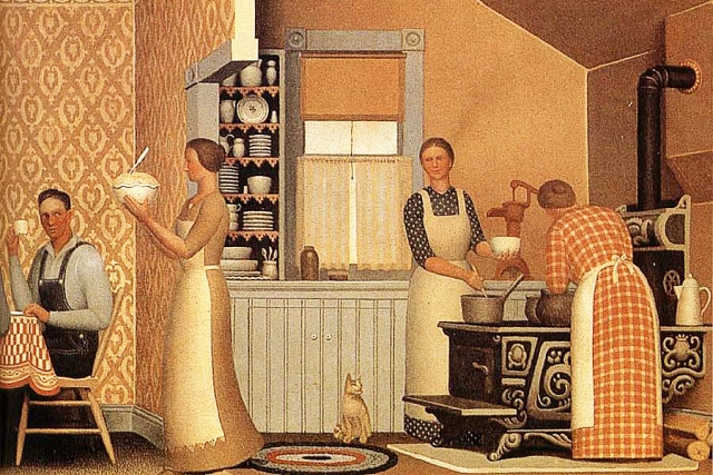 Грант Вуд. Ужин для молотильщиков (фрагмент). 1934