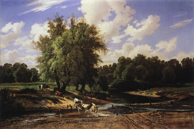 Иван Шишкин. Коровы на водопое. 1867