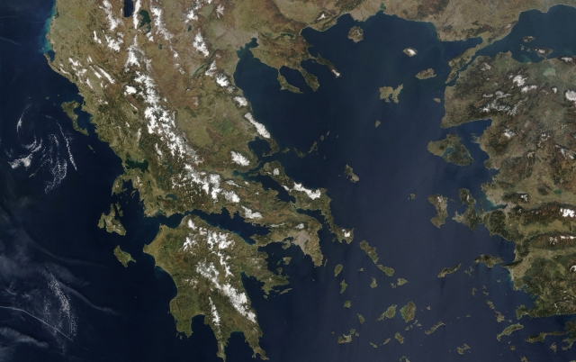 Балканcкий полуостров. Вид из космоса 