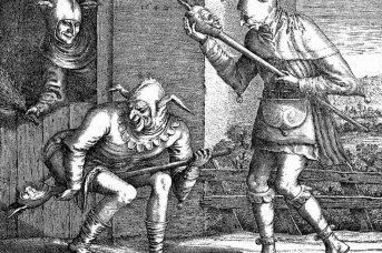 Питер Брейгель Старший. Два шута, забавляющиеся шутовскими жезлами. 1562