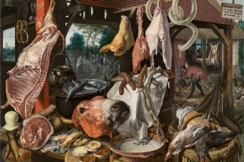 Питер Артсен. Мясная лавка, или Кухня со сценой бегства в Египет. 1551