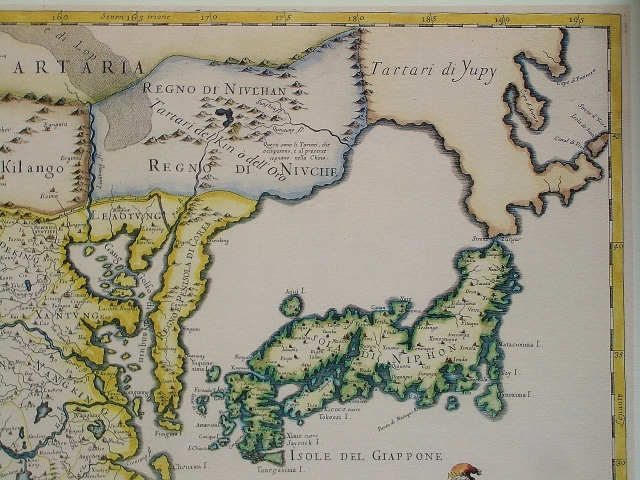 Фрагмент итальянской карты 1682 года. Хоккайдо и Сахалин были частью материка и не принадлежали Японии