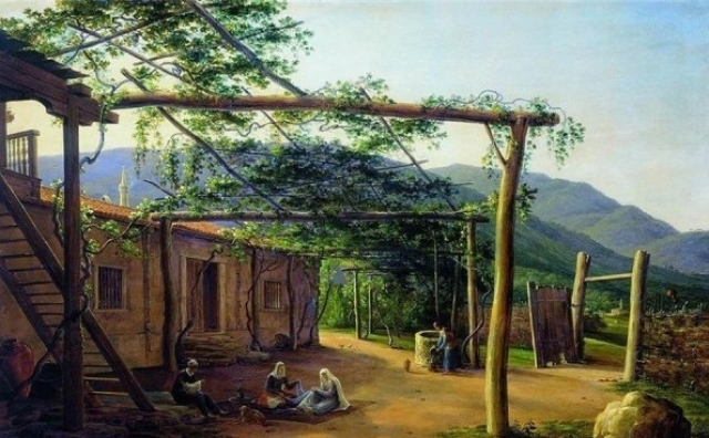 Никанор Чернецов. Татарский дворик в Крыму. 1839