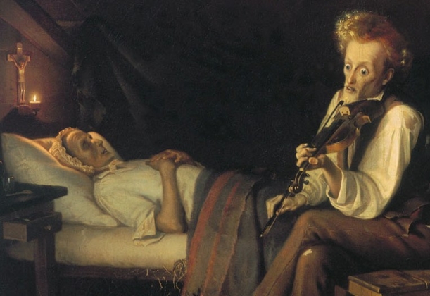 Петр Косолап. Сумасшествие (безумный музыкант у тела умершей матери). (Фрагмент). 1863 год