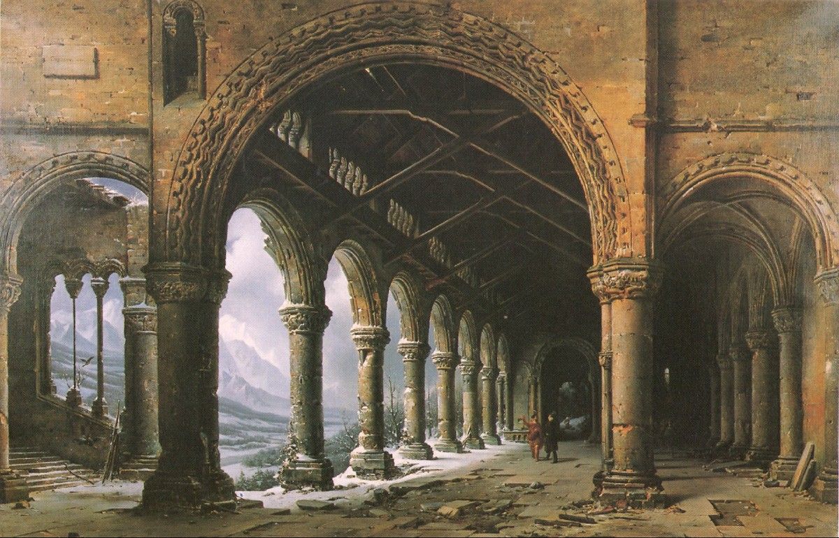 Луи Дагер. Эффект тумана и снега сквозь руины. 1828