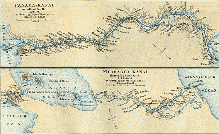 Карта никарагуанского канала