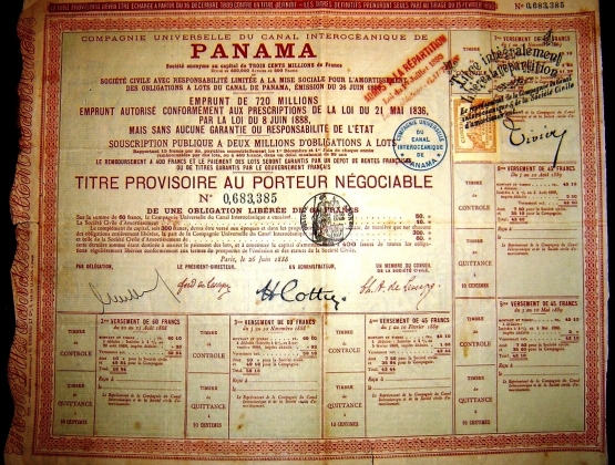 Облигация потерпевшей крах Панамской компании 1888 года
