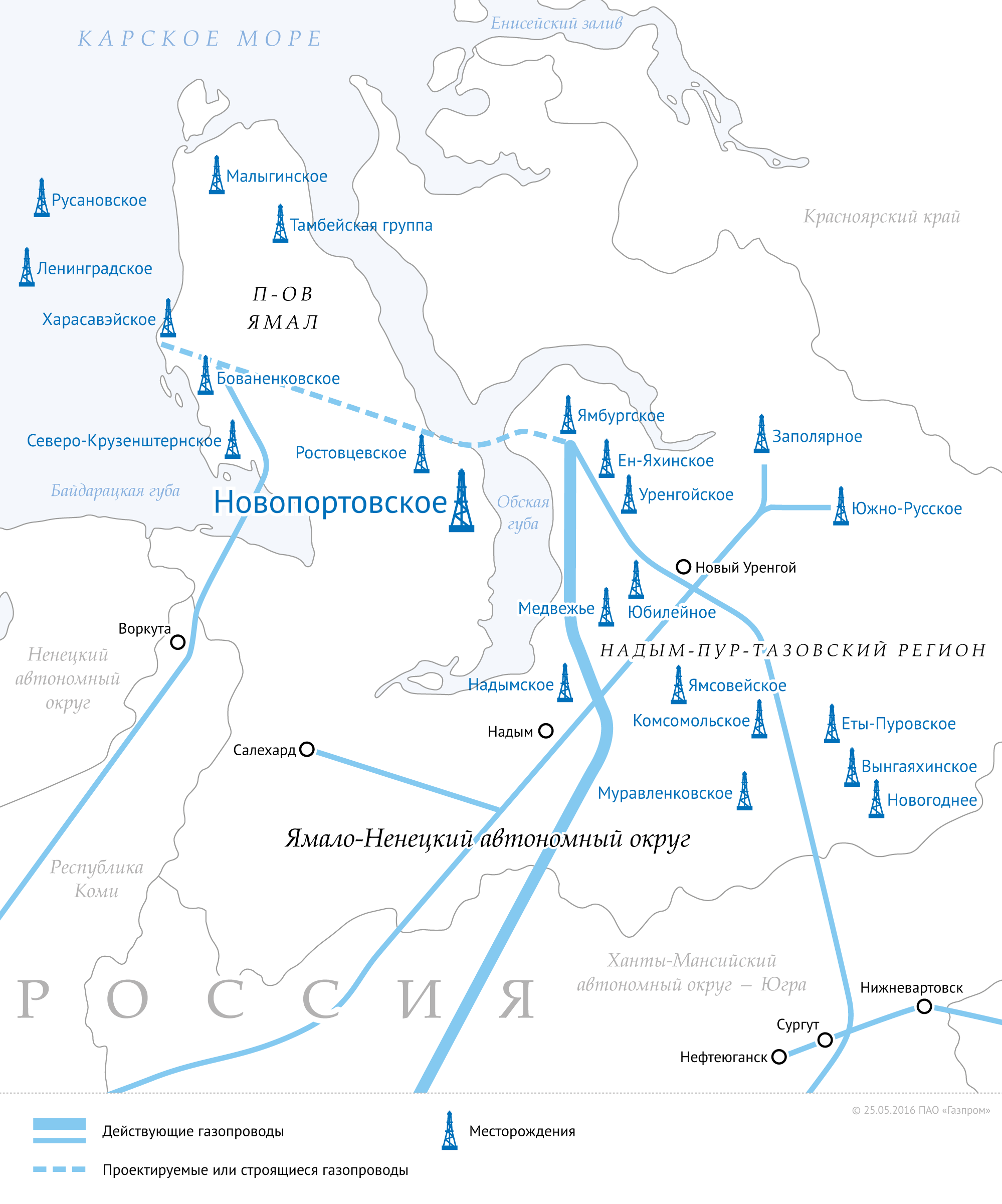 Карта месторождений газа