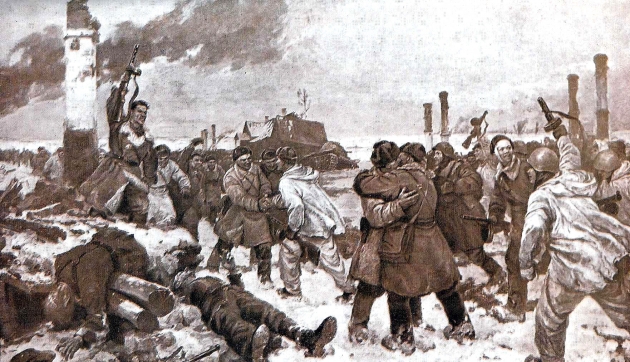 Vasili Serov, Joseph Silver, Alexander Kazantsev.  Break piiritys Leningradin.  1943