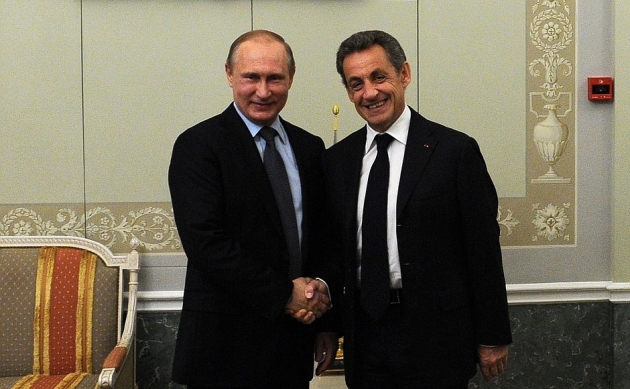 Путин и Саркози ужинают в Константиновском дворце в Стрельне