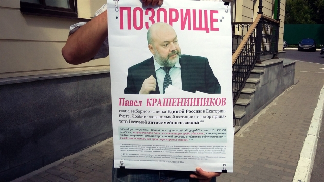 В Екатеринбурге прошёл одиночный пикет против антисемейного закона