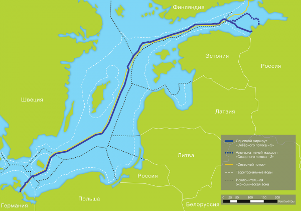 Варианты трассы газопровода «Северный поток — 2»