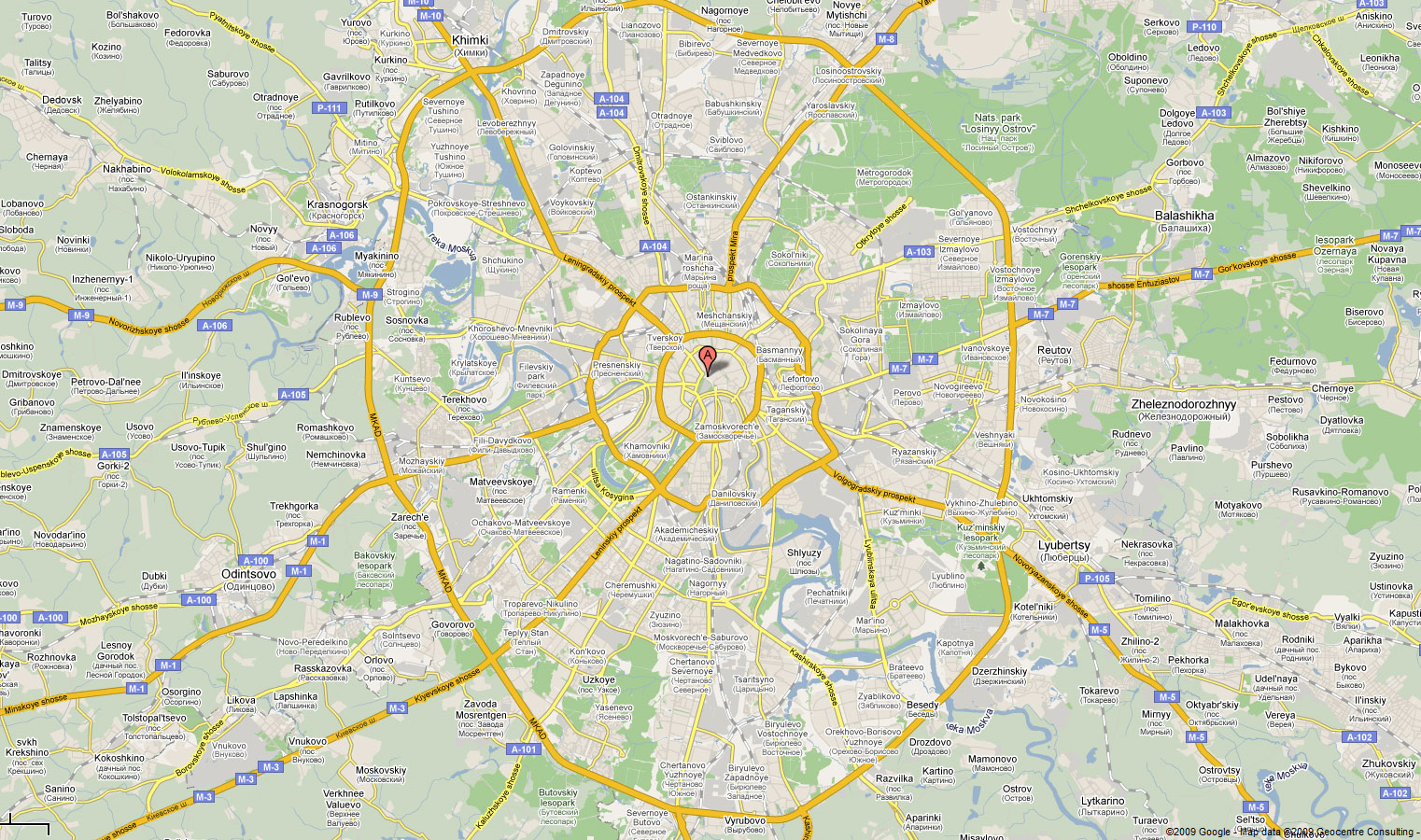 Дорожная карта Москвы
