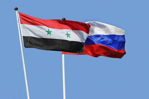 Флаги Сирии и России