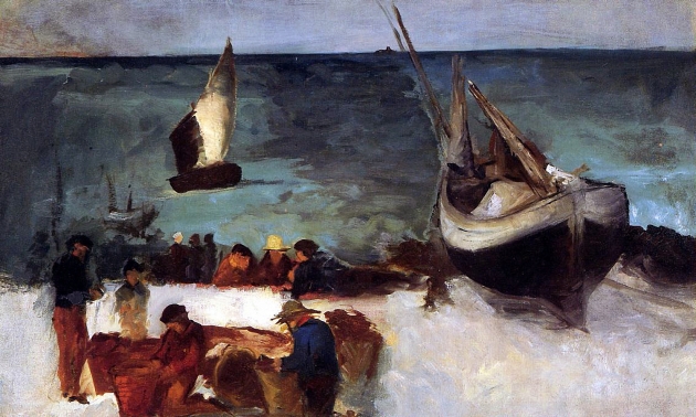 Эдуард Мане. Морской пейзаж в Берк. Рыбацкие лодки и Рыбаки. 1873