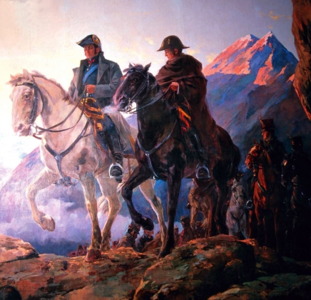 Юлио Вила и Прадес. Хосе де Сан-Мартин и Бернардо О’Хиггинс с войсками переходят Анды в 1817 г. 1909