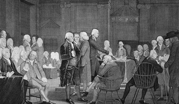 In September, 1774 the First Continental Congress which has gathered in Philadelphia was called