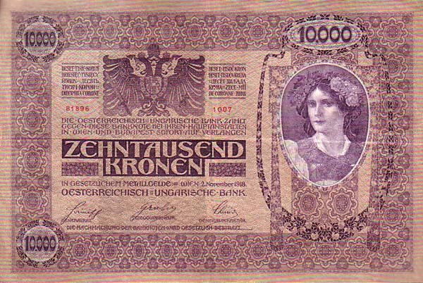 Обесценившаяся австро-венгерская крона. 1918 