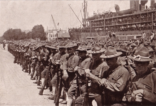 Американские солдаты прибывают во Францию. 25 июня 1917