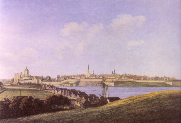 Панорама Нарвы в середине XVIII века