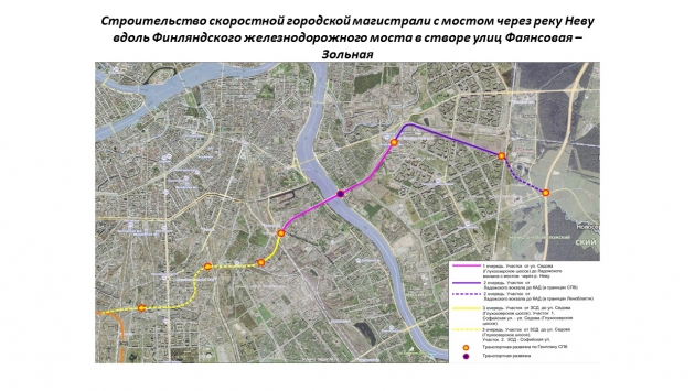 Схема широтной скоростной магистрали в спб на карте