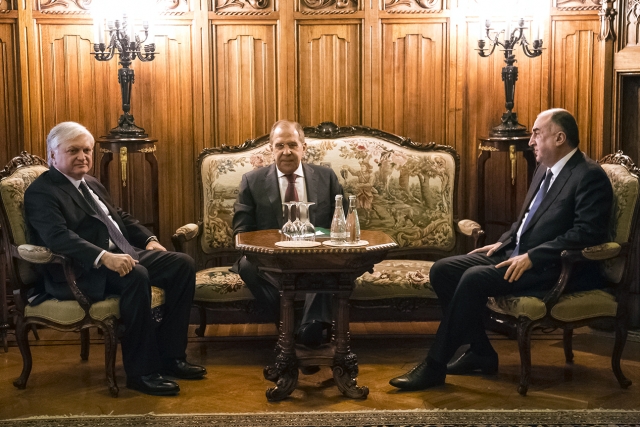 Встреча Эдварда Налбандяна, Сергея Лаврова и Эльмара Мамедъярова. Москва, 28 апреля 2017 года