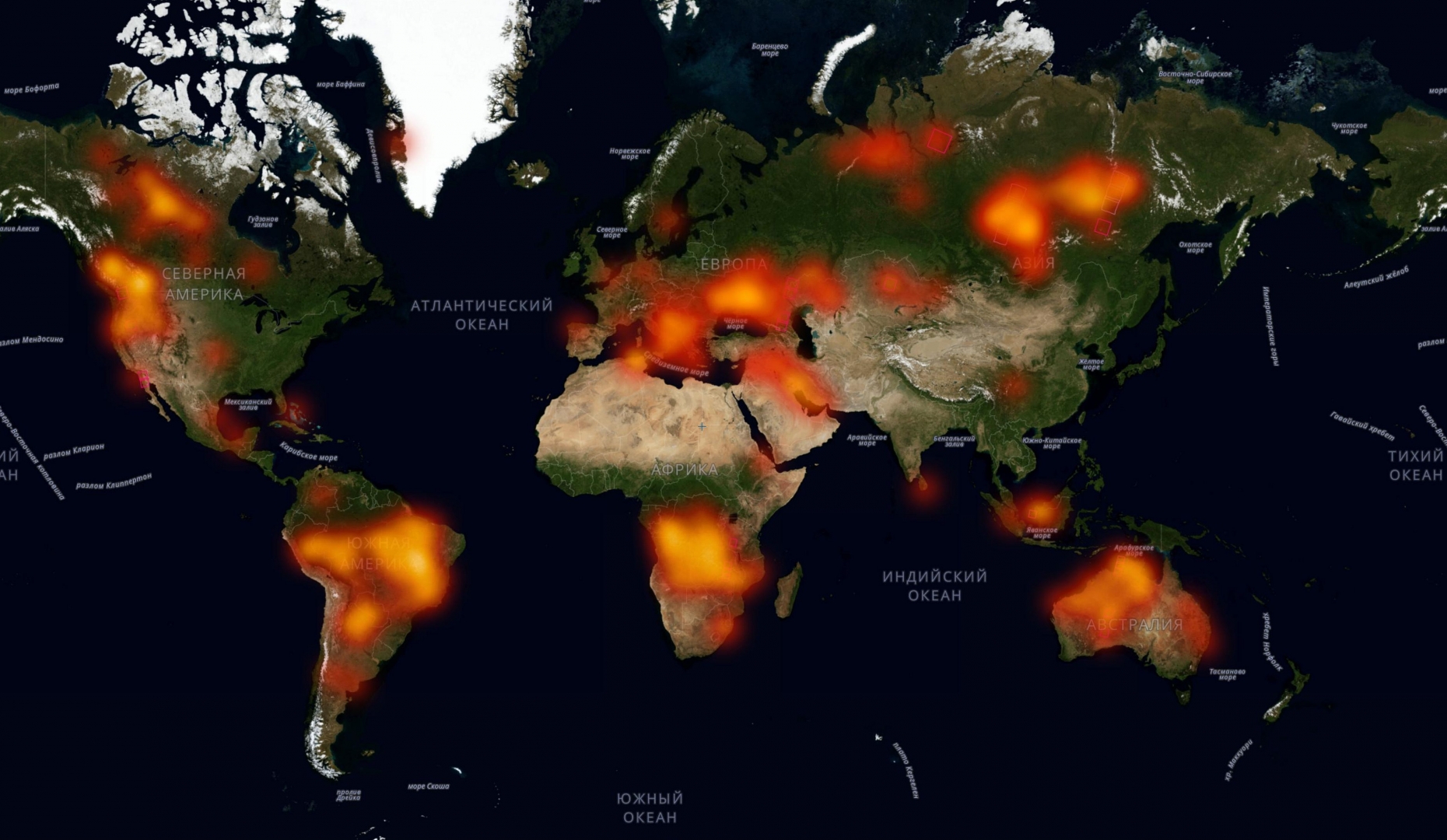 Карта пожаров мира