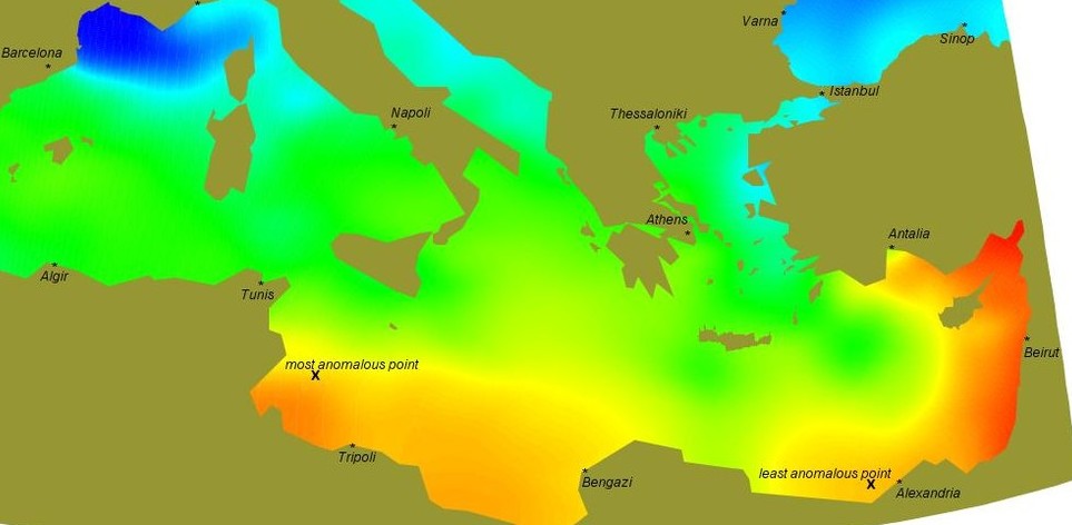 Карта течений средиземного моря