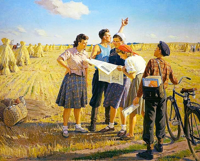 Иван Гринюк. На полевом стане. 1949