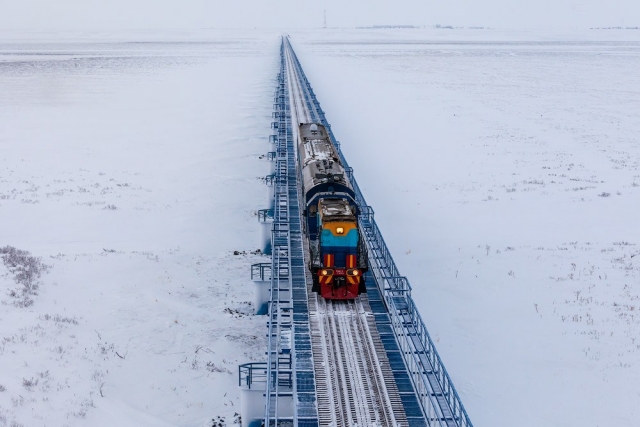Поезд в снегах