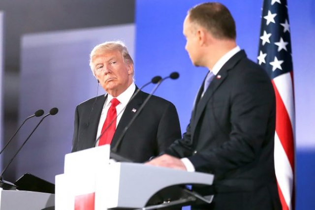 Президенты Дональд Трамп и Анджей Дуда выступили на пресс-конференции в Варшаве 6 июля 2017 года 