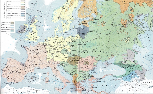 Этническая карта Европы. 1885