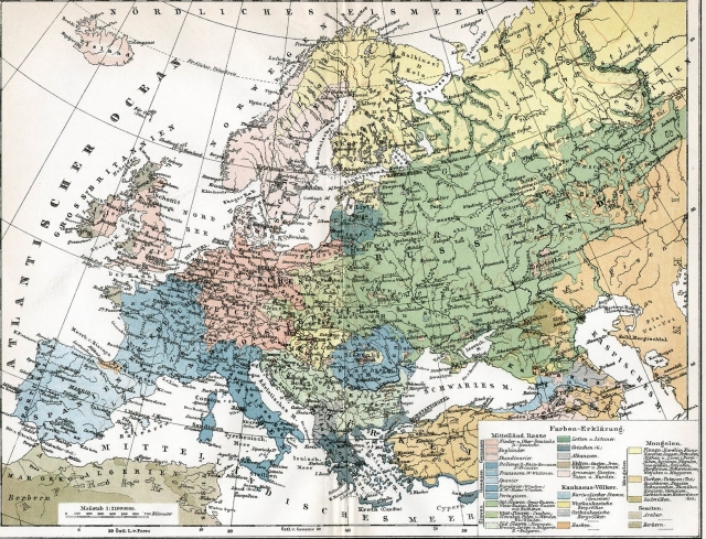 Этническая карта Европы. 1906 год