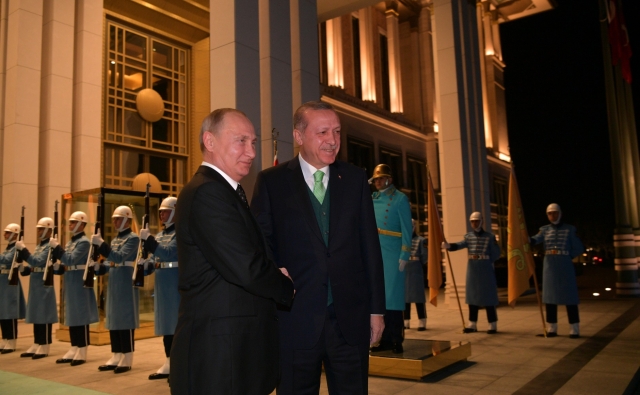 Владимир Путин и Реджеп Тайип Эрдоган. Анкара, 11 декабря 2017 года