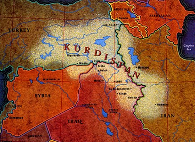 Курдистан на карте 