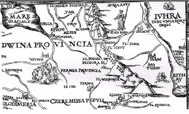 Югра на карте Сигизмунда фон Герберштейна опубликованной в 1549 году