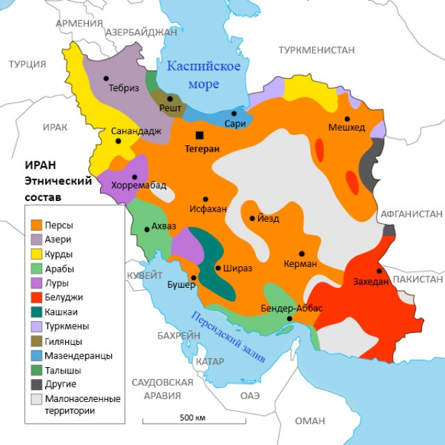 Этническая карта Ирана