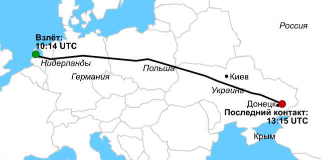 Карта рейса MH17 