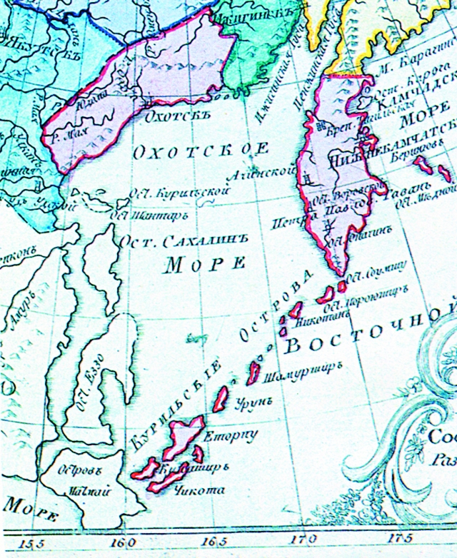 Курильские острова на карте Российской империи