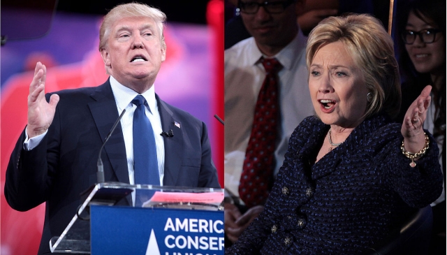 Дональд Трамп и Хиллари Клинтон во время президентских выборов в США 2016 года 