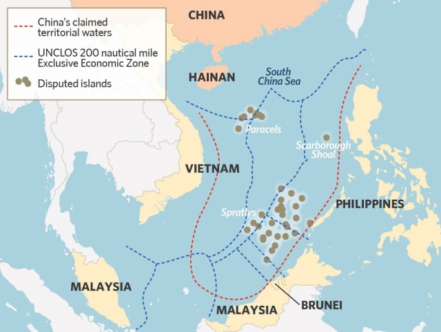 Границы влияния в Южно-Китайском море. Карта