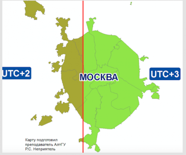 Карта часовых поясов: Москва