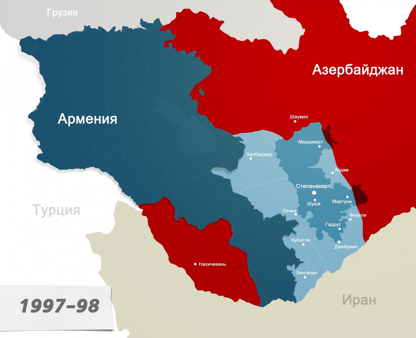 Карта армении и азербайджана с карабахом